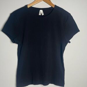 Pact | Black Ribbed Short Sleeve Crew Neck Shirt